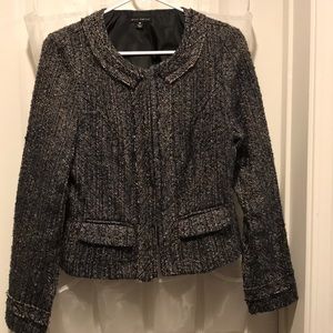 Will Smith navy tweed blazer open front long sleeve coat, size M,